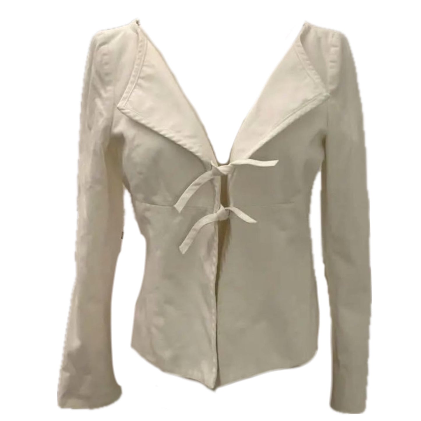 Valentino White Denim Tie LS Jacket