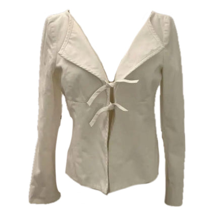 Valentino White Denim Tie LS Jacket