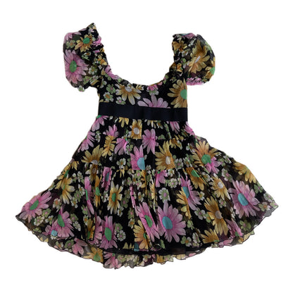 Blugirl Blumarine Multi Floral Chiffon Silk Babydoll Dress
