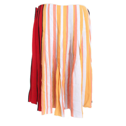 Prada Multi Color Vertical Stripe Pleated Skirt