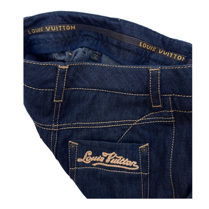 Louis Vuitton Denim Logo Embroidery Mini Skirt