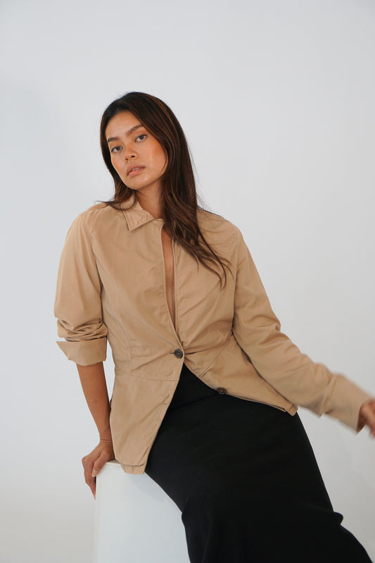Jil Sander Nude Beige Keyhole Blazer Jacket