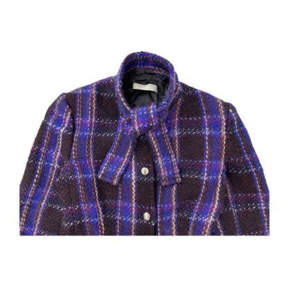 Miu Miu Check Tweed Snap Button Flare Coat