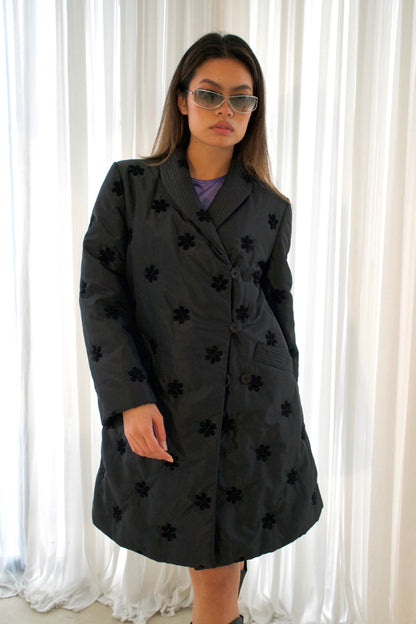 Giorgio Armani Floral Beaded Nylon Puffer Coat