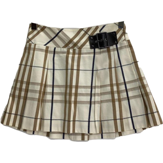 Burberry London Blue Label Checkered Leather Buckle Skirt