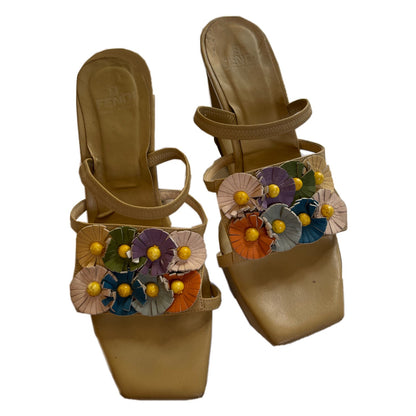 Fendi leather Floral Irregular Wedge Sandals