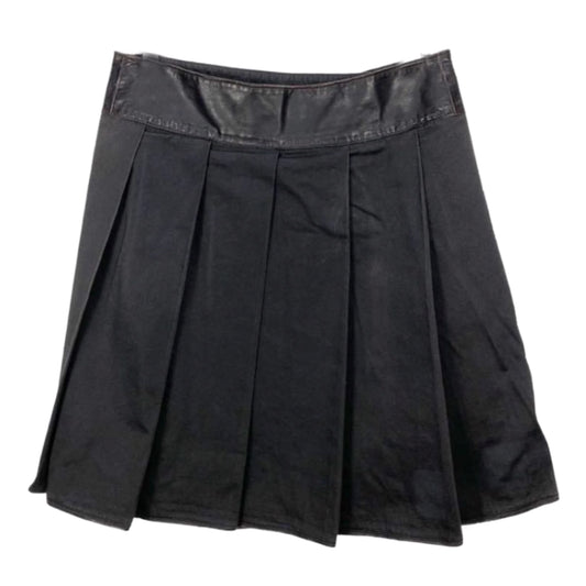 Prada Leather Waist Cotton Pleated Wrap Skirt