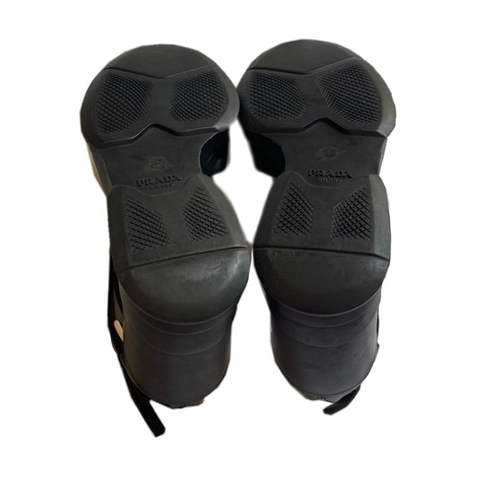 Prada Leather T Strap Wedges