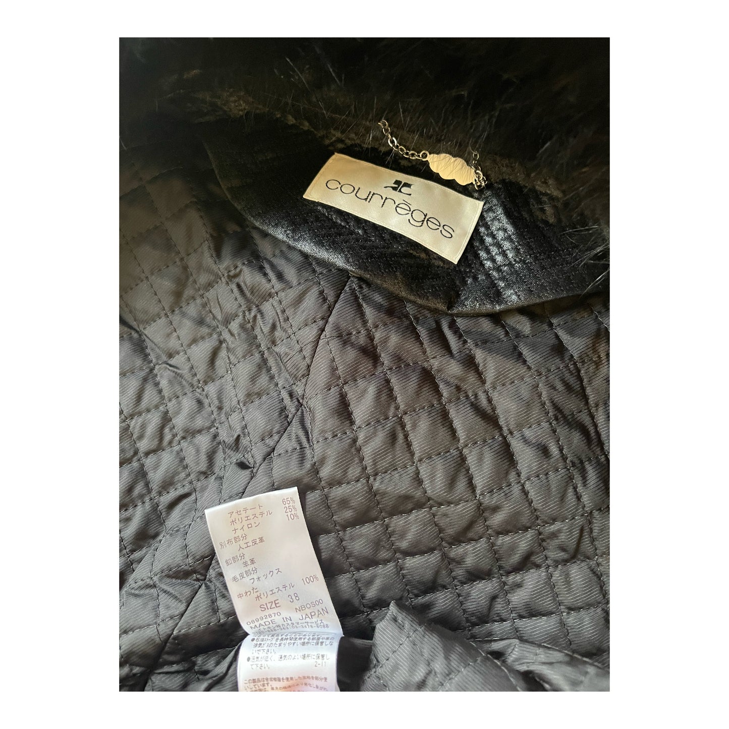 Courreges Fur Collar Quilted Coat