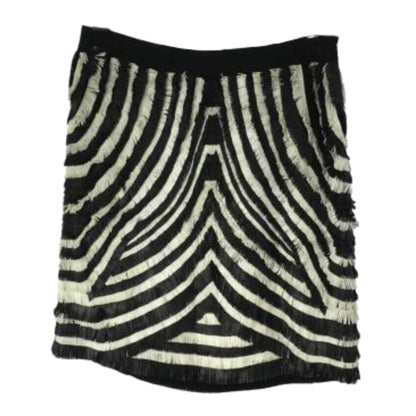 Gucci Zebra Leather Fringe Mini Skirt