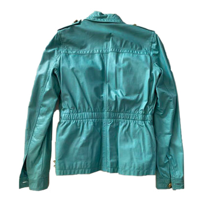 Gucci Leather Gold Button Military Jacket