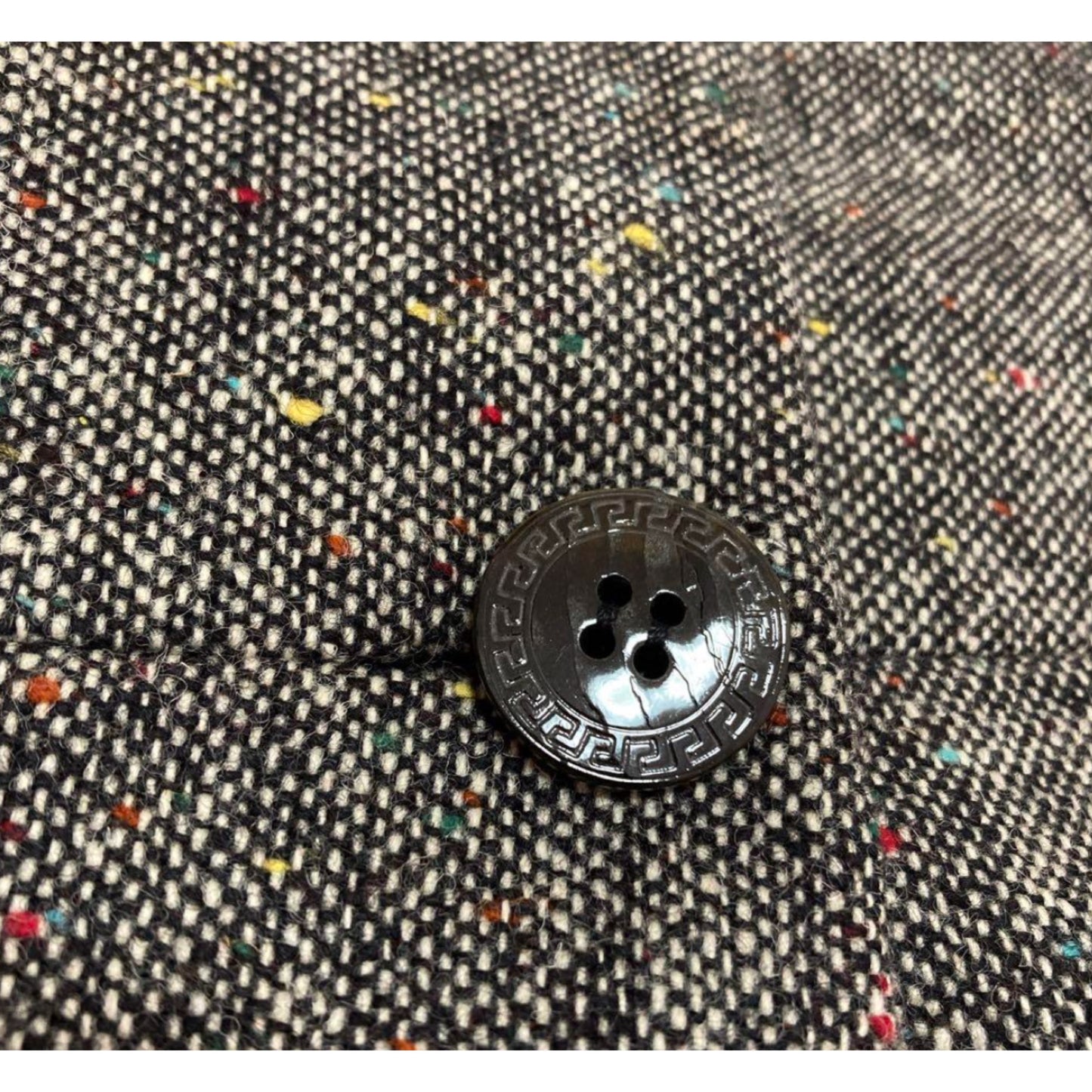 Gianni Versace Tweed Wool Speckle Blazer Skirt Two Piece Set