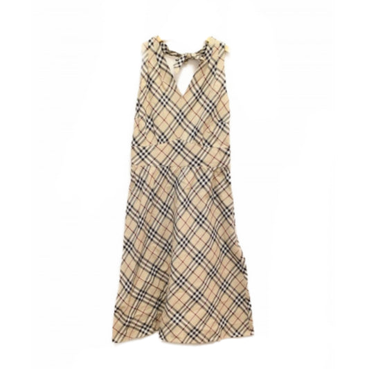 Burberry Blue Label Beige/Black Nova Check Halterneck Babydoll Dress Dress