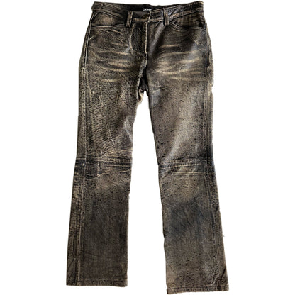 DKNY Faded Distressed Leather Jeans