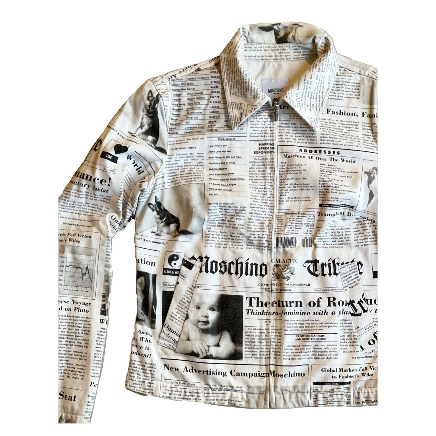 Moschino Newspaper Print Harrington Coach Jacket