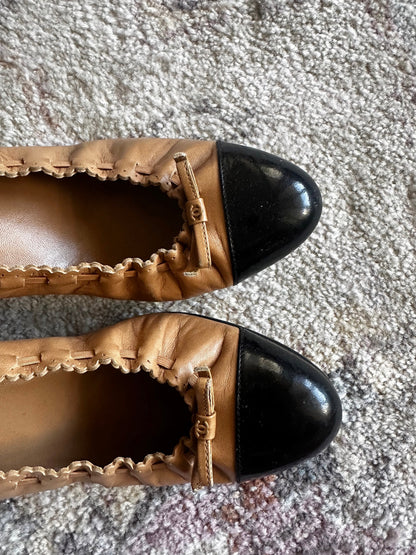 Chanel Two Tone Ballet Flat Heels