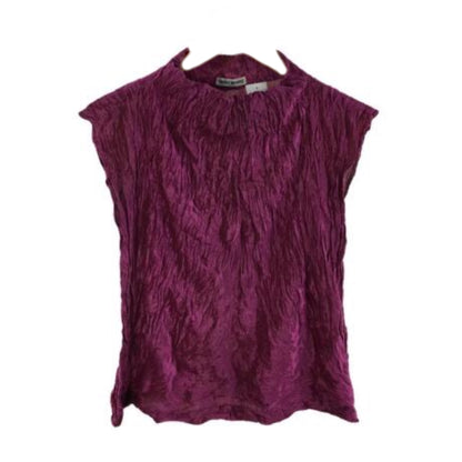 Issey Miyake Velour Wrinkle Turtleneck Sless Top
