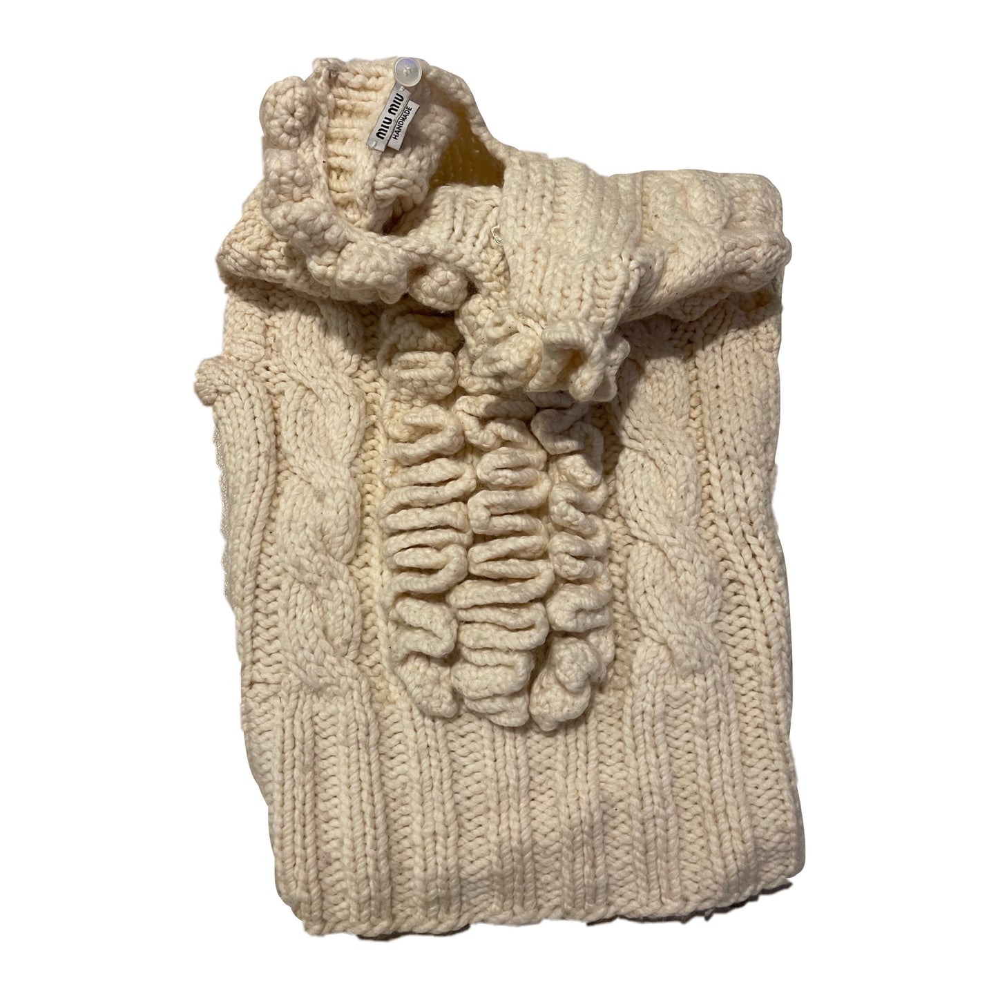 Miu Miu Hand Knit Sless Ruffle Vest Top