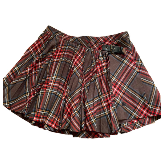 Burberry Blue Label Plaid Pleated Mini Buckle Skirt
