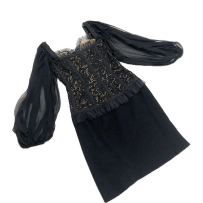 Yves Saint Laurent Lace Sweetheart Bustier Ballon LS Mini Dress