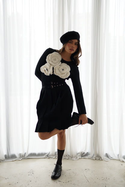 Tricot Comme Des Garcons AD2016 Mohair Blend Flower Applique LS Knit Top