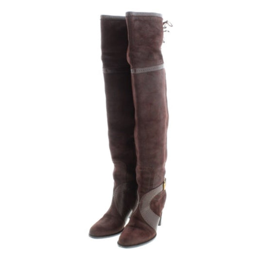 Christian Dior Leather Knee High Lace Back Boots