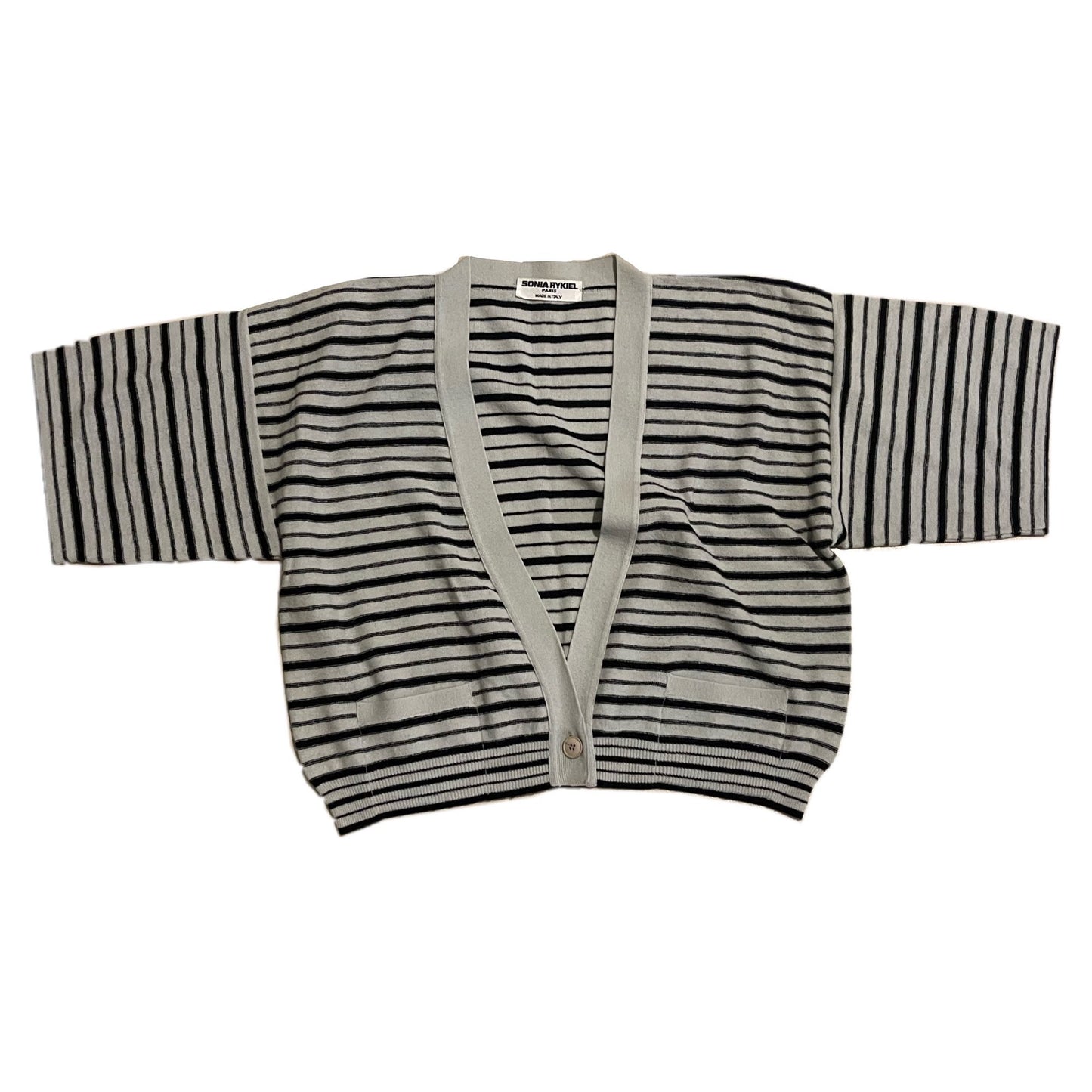 Sonia Rykiel Stripe V Neck SS Boxy Cardigan
