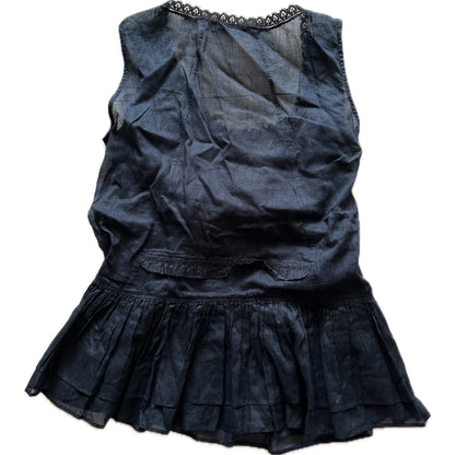Prada Scoop Neck Peplum Button Down Sless Blouse
