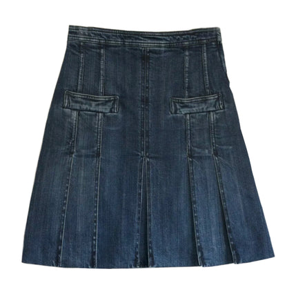Chanel Denim A Line Pleated Skirt