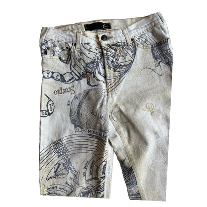 Roberto Cavalli Horoscope Glitter Print Denim Jeans