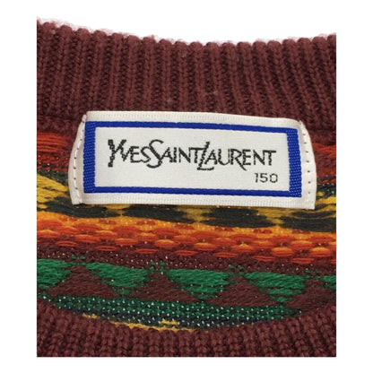 Yves Saint Laurent Logo Stripe Pattern Knit Sweater