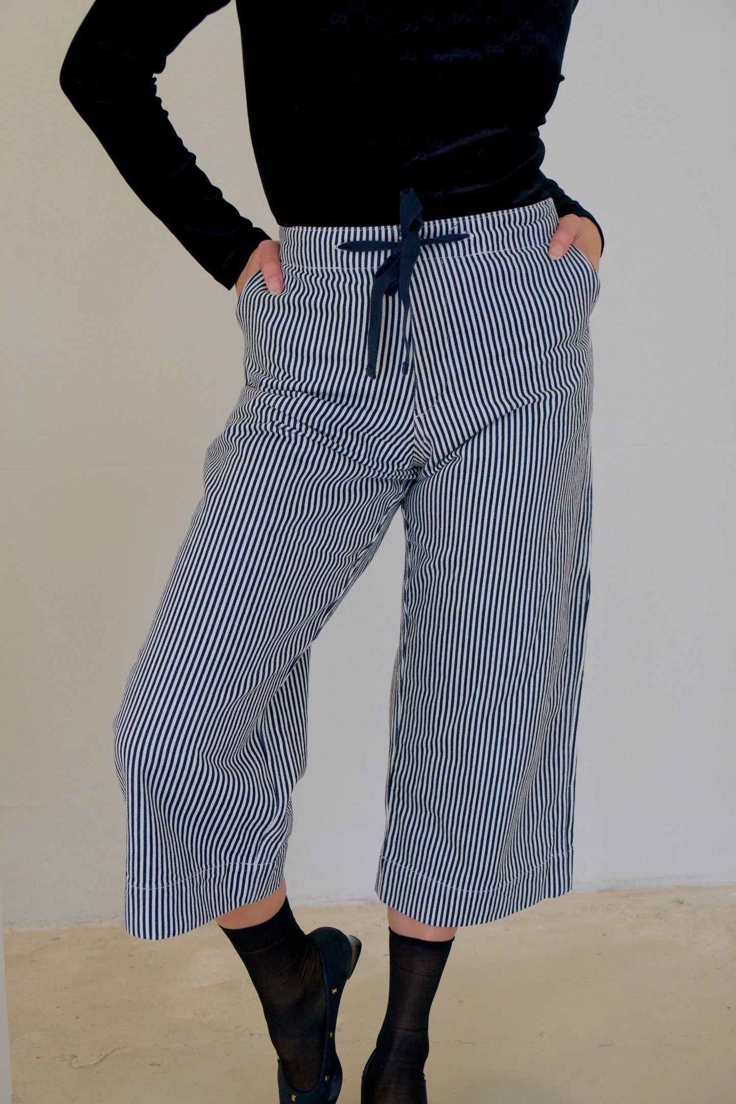 Beams Stripe Tie Culotte Sailor Pants