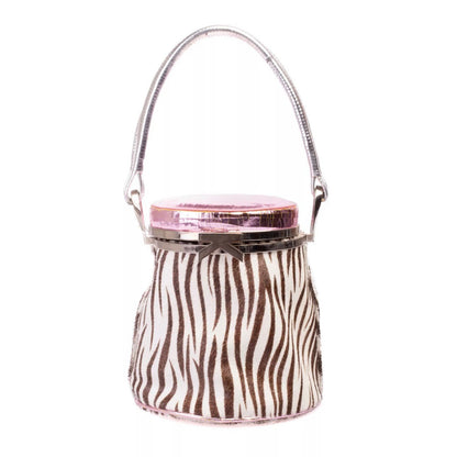 Kenzo Calf Leather Zebra Print Bucket Bag