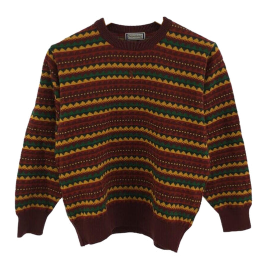 Yves Saint Laurent Logo Stripe Pattern Knit Sweater