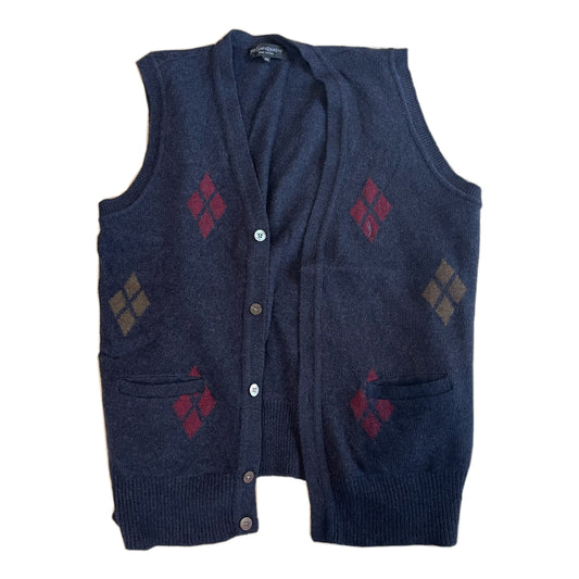 Yves Saint Laurent Pour Homme Argyle Knit Button Vest