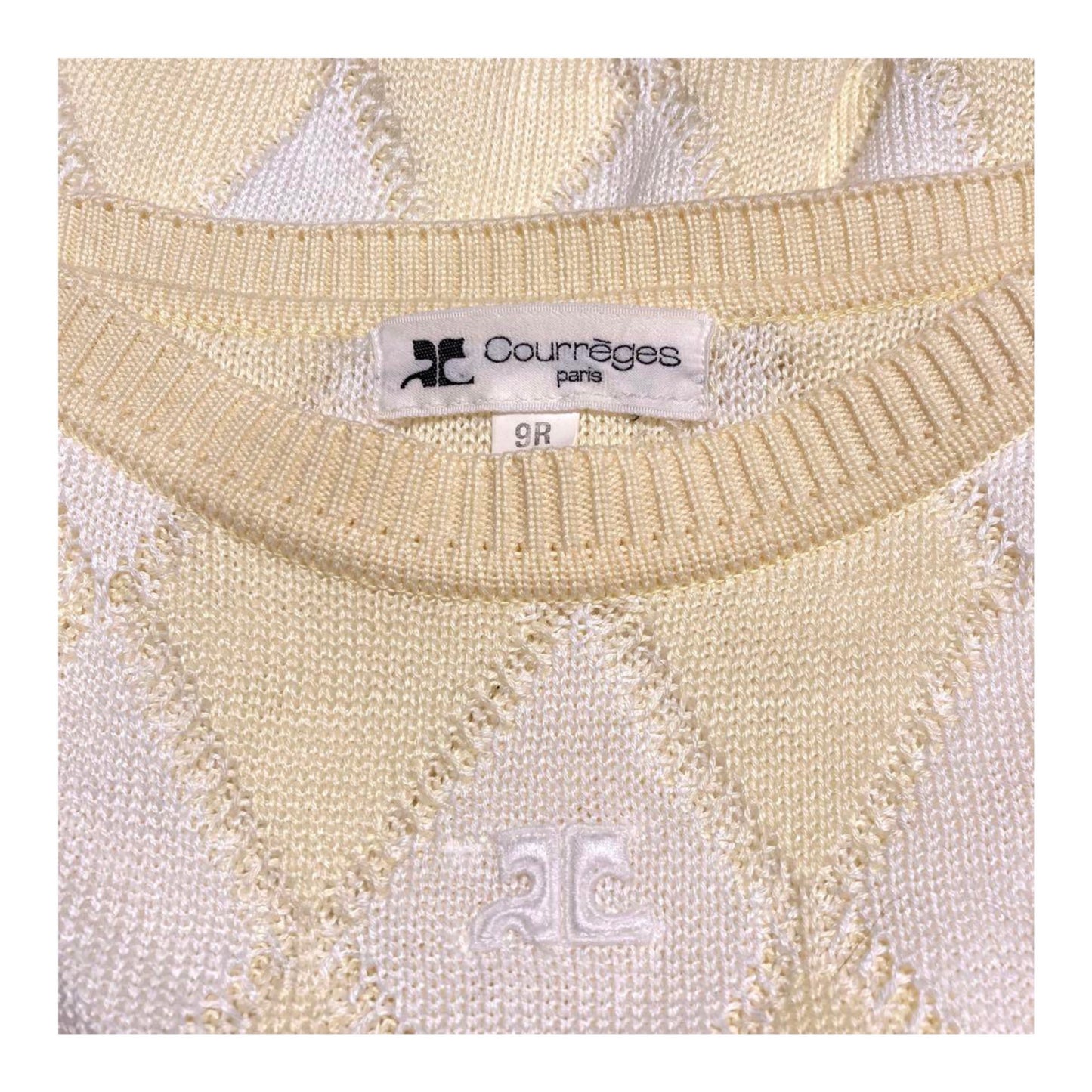 Courreges Argyle Boat Neck SS Top