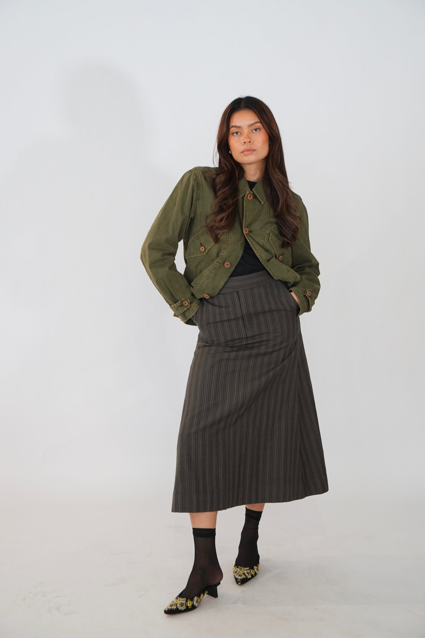 Tricot Comme Des Garcons Stripe A Line Maxi Skirt