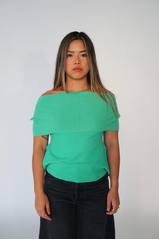 APOC Issey Miyake Off Shoulder Knit Scuba Top