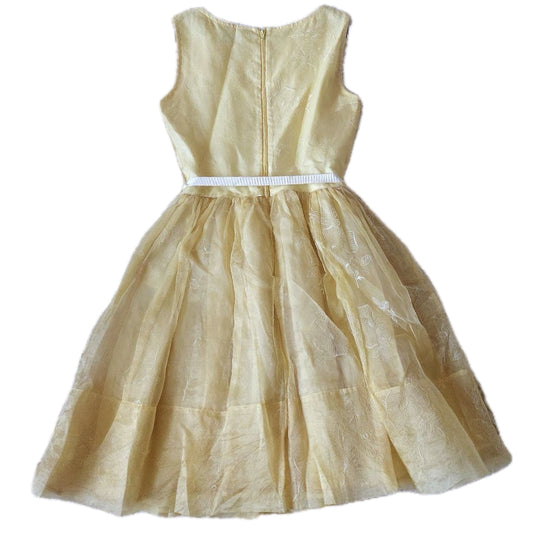 Red Valentino Yellow Tulle Babydoll Floral Sless Dress