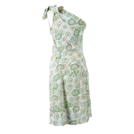 Gucci Floral Logo One Shoulder Silk Midi Dress