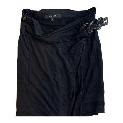 Gucci Viscose Wrap Braided Leather Midi Skirt