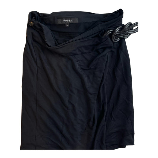 Gucci Viscose Wrap Braided Leather Midi Skirt