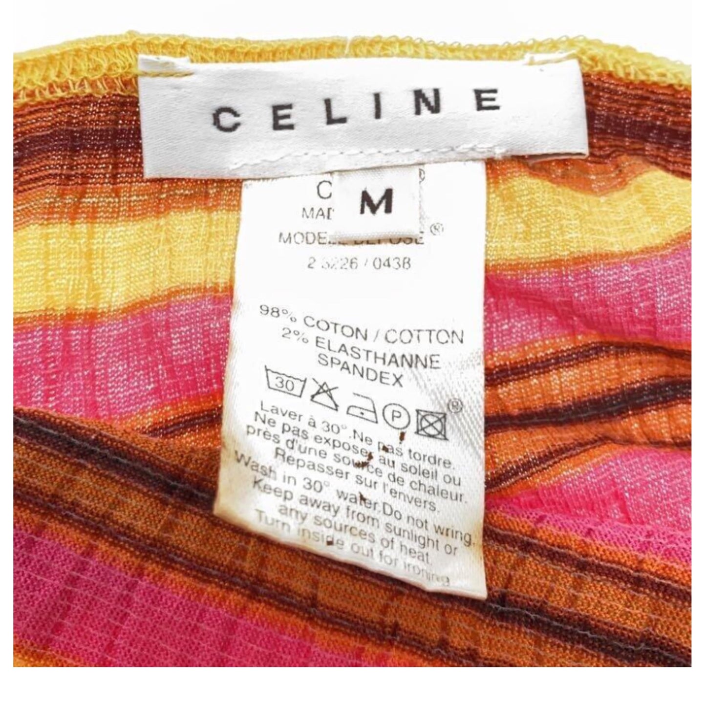 Celine Horizontal Stripe Cami w Logo Buckle Straps