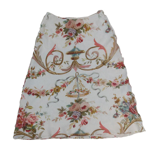 Christian Dior Floral Vintage Silk Button Flare Midi Skirt