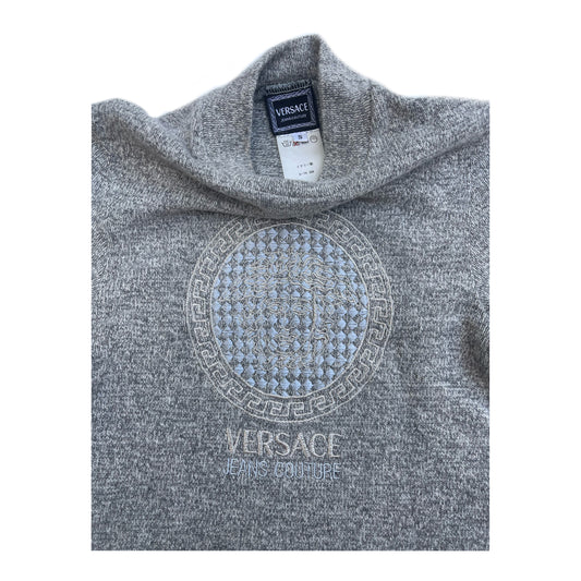 Versace Jeans Couture Medusa SS Mock Neck Knit Top