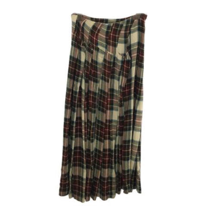Tricot Comme Des Garcons Plaid Pleated Assymetrical Wool Skirt