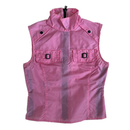 Miu Miu Nylon Buckle Snap Button Turtleneck Sless Zip Top