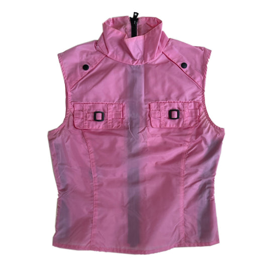 Miu Miu Nylon Buckle Snap Button Turtleneck Sless Zip Top