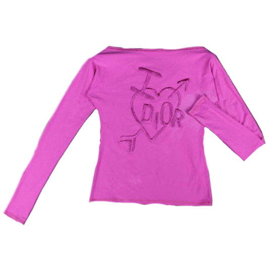 Christian Dior I Love Dior Boat Neck LS Pink Top