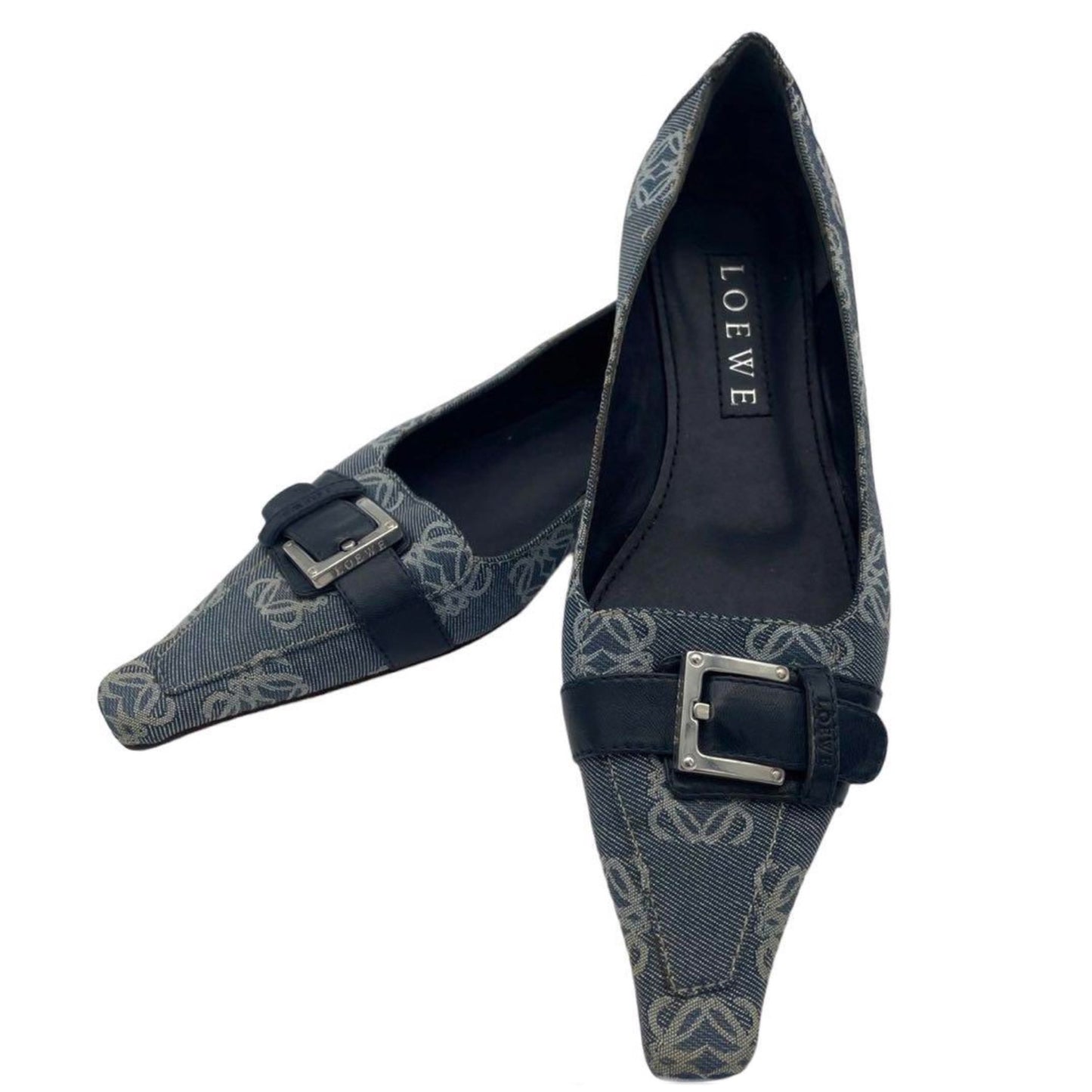 Loewe Buckle Monogram Square Toe Flats
